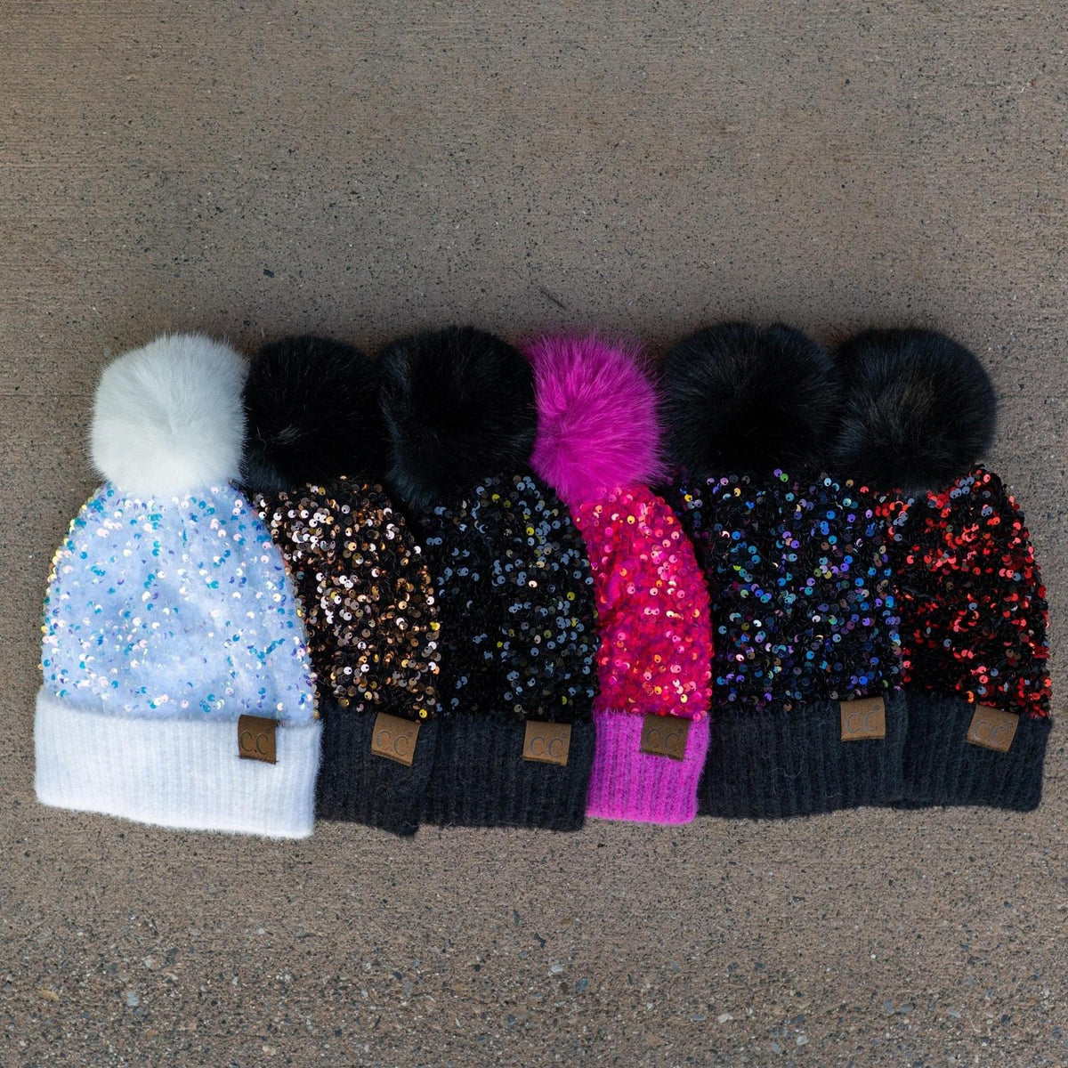 CC Sequin Fur Pom Beanie | Adult and Kid Sizes - Truly Contagious