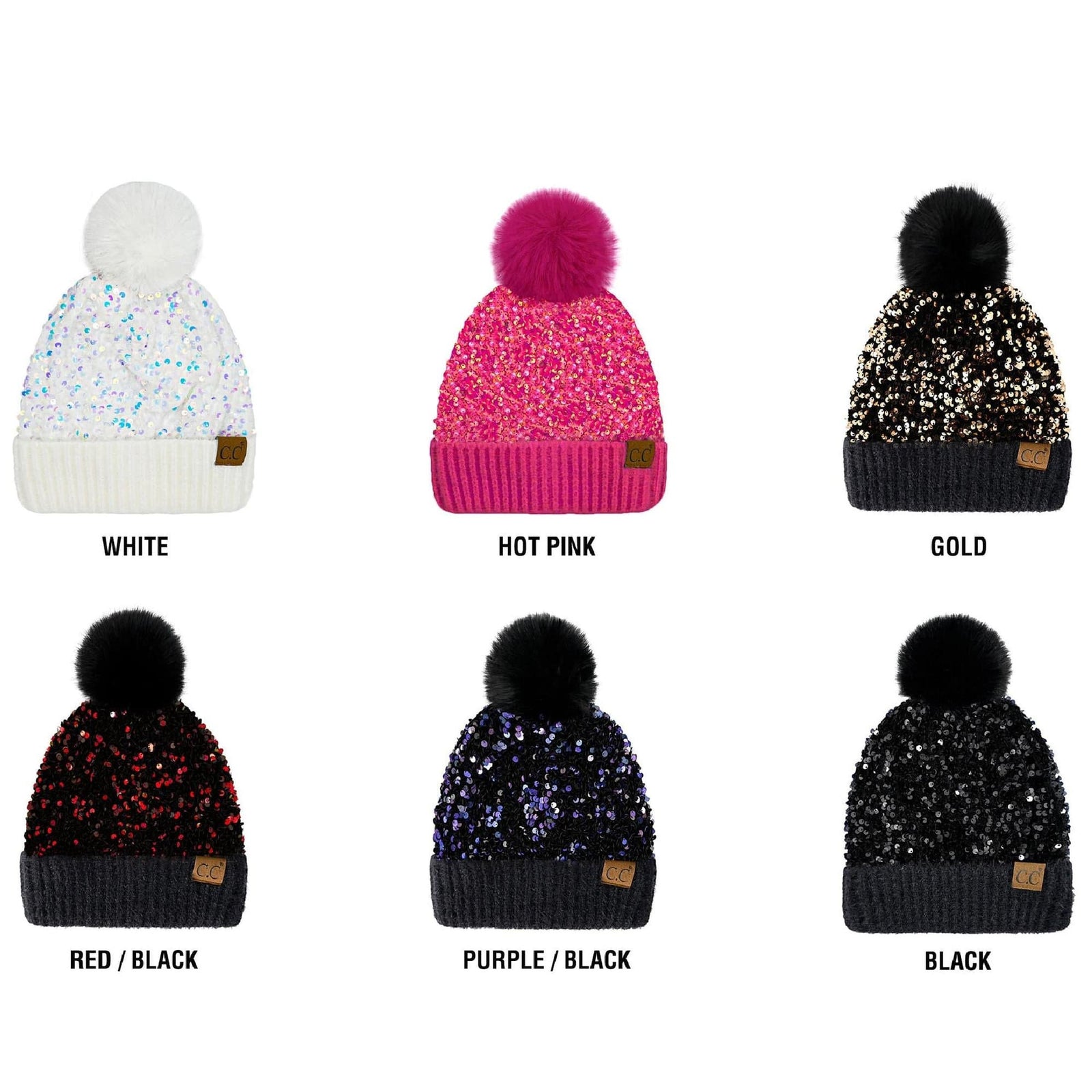 CC Sequin Fur Pom Beanie | Adult and Kid Sizes - Truly Contagious
