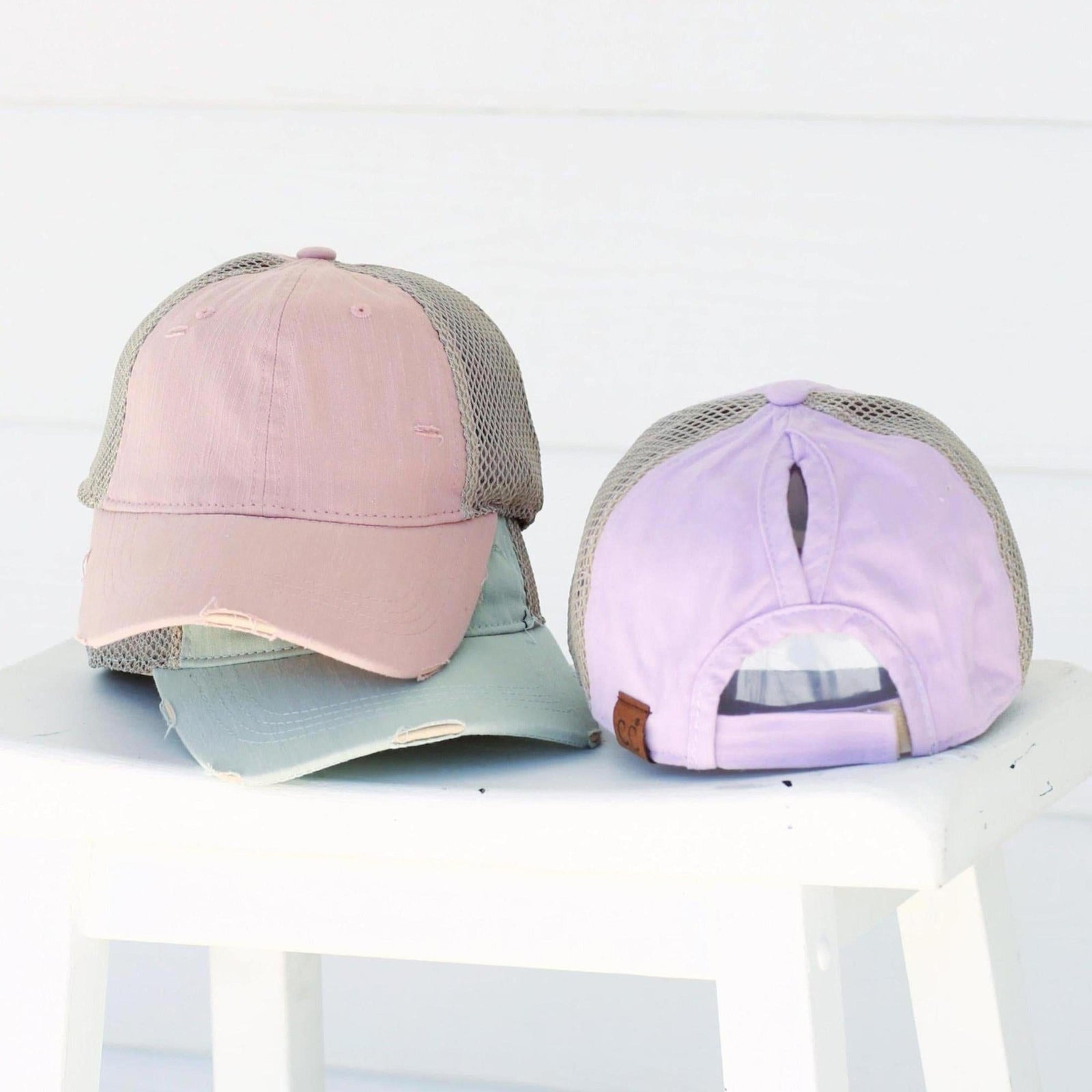 CC Solid Cotton Athleisure Messy Bun Pony Cap Women, Teens and Kids Athletic Hats - Truly Contagious