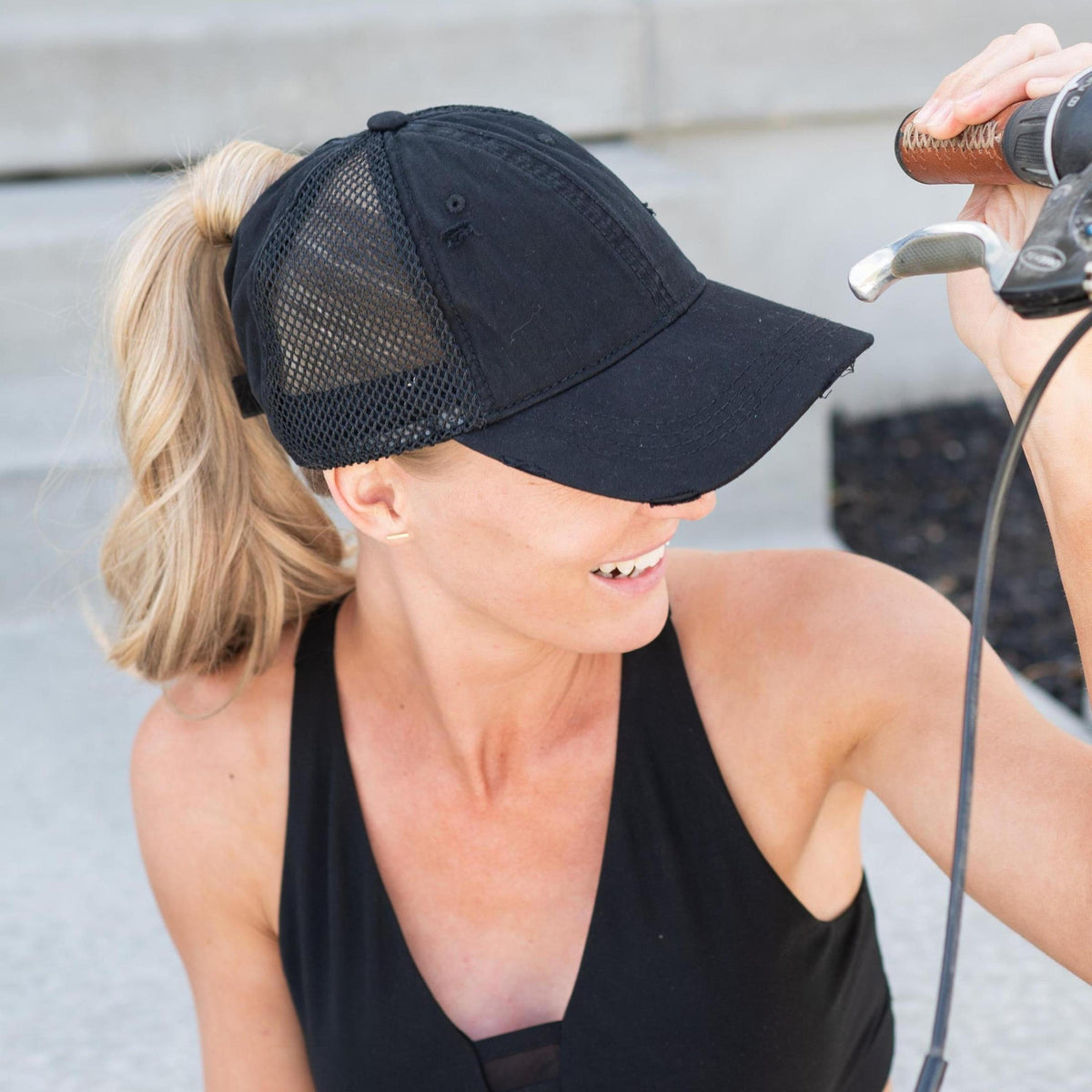 CC Solid Cotton Athleisure Messy Bun Pony Cap Women, Teens and Kids Athletic Hats - Truly Contagious