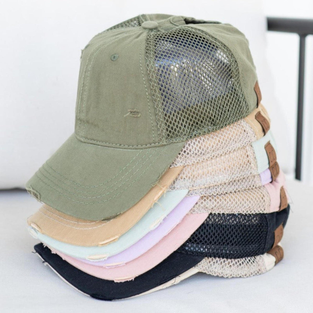 CC Solid Cotton Athleisure Messy Bun Pony Cap Women, Teens and Kids Athletic Hats - Truly Contagious