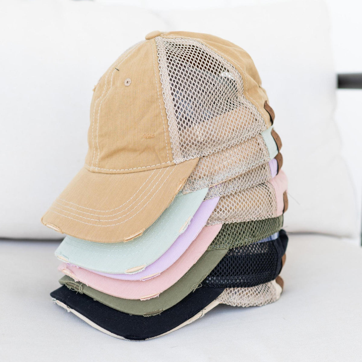 CC Solid Cotton Athleisure Messy Bun Pony Cap Women, Teens and Kids Athletic Hats - Truly Contagious