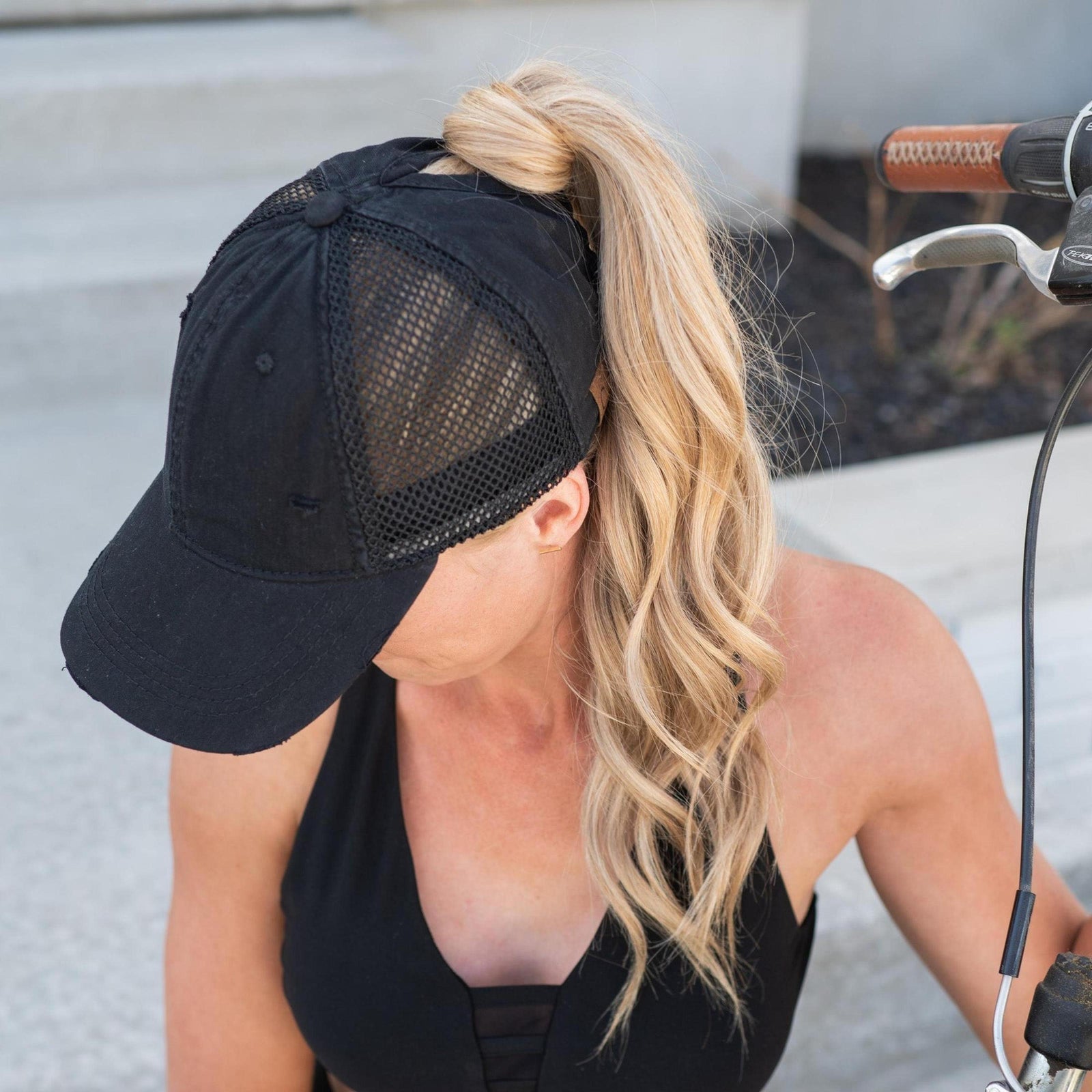 CC Solid Cotton Athleisure Messy Bun Pony Cap Women, Teens and Kids Athletic Hats - Truly Contagious