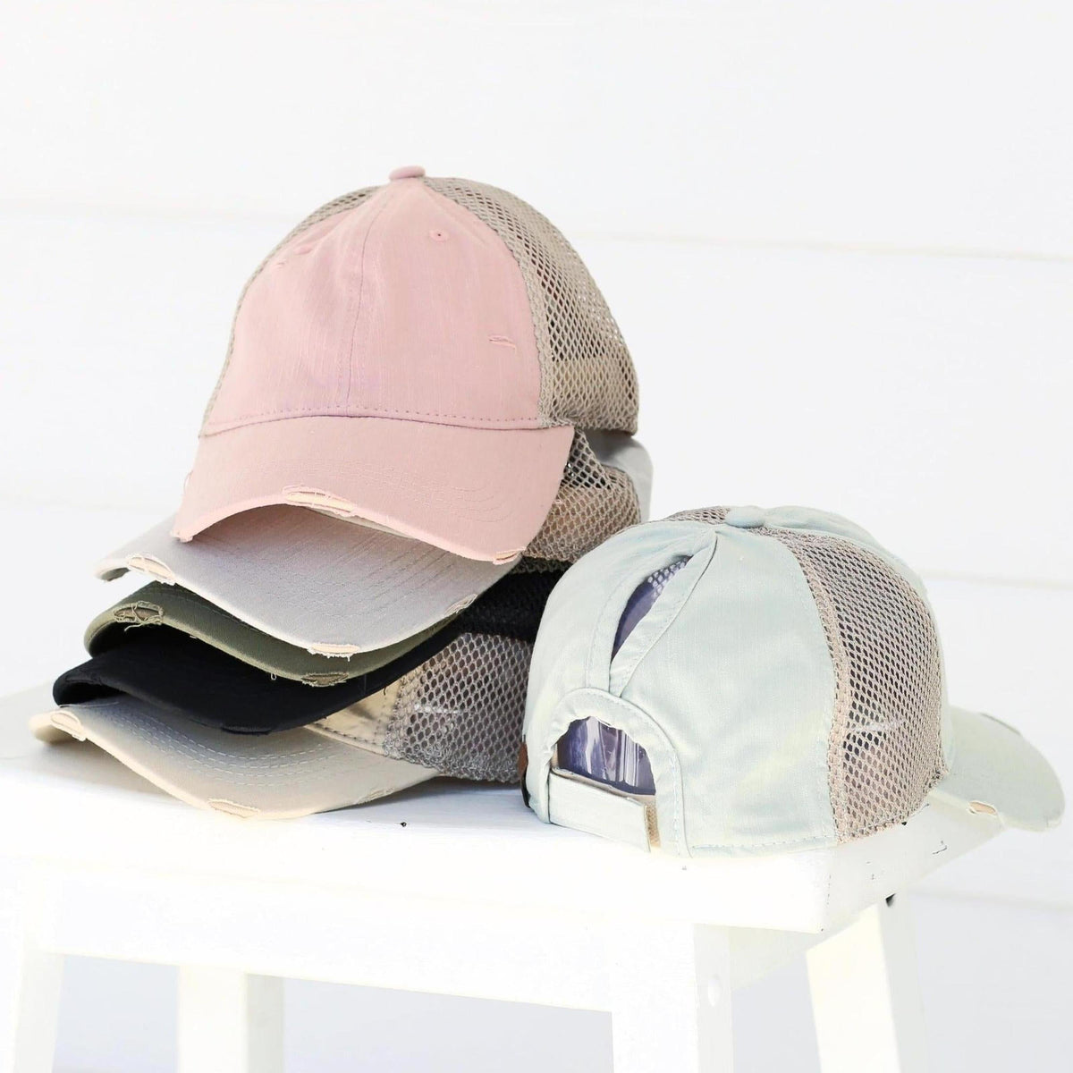 CC Solid Cotton Athleisure Messy Bun Pony Cap Women, Teens and Kids Athletic Hats - Truly Contagious