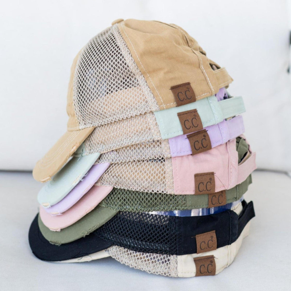 CC Solid Cotton Athleisure Messy Bun Pony Cap Women, Teens and Kids Athletic Hats - Truly Contagious