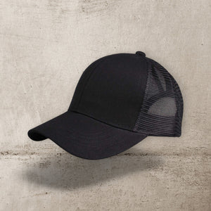 C.C® Solid Mesh Ponytail Cap – Women/Teen Adjustable Trucker Baseball Hat, Mesh Back, Six - Panel - Truly Contagious