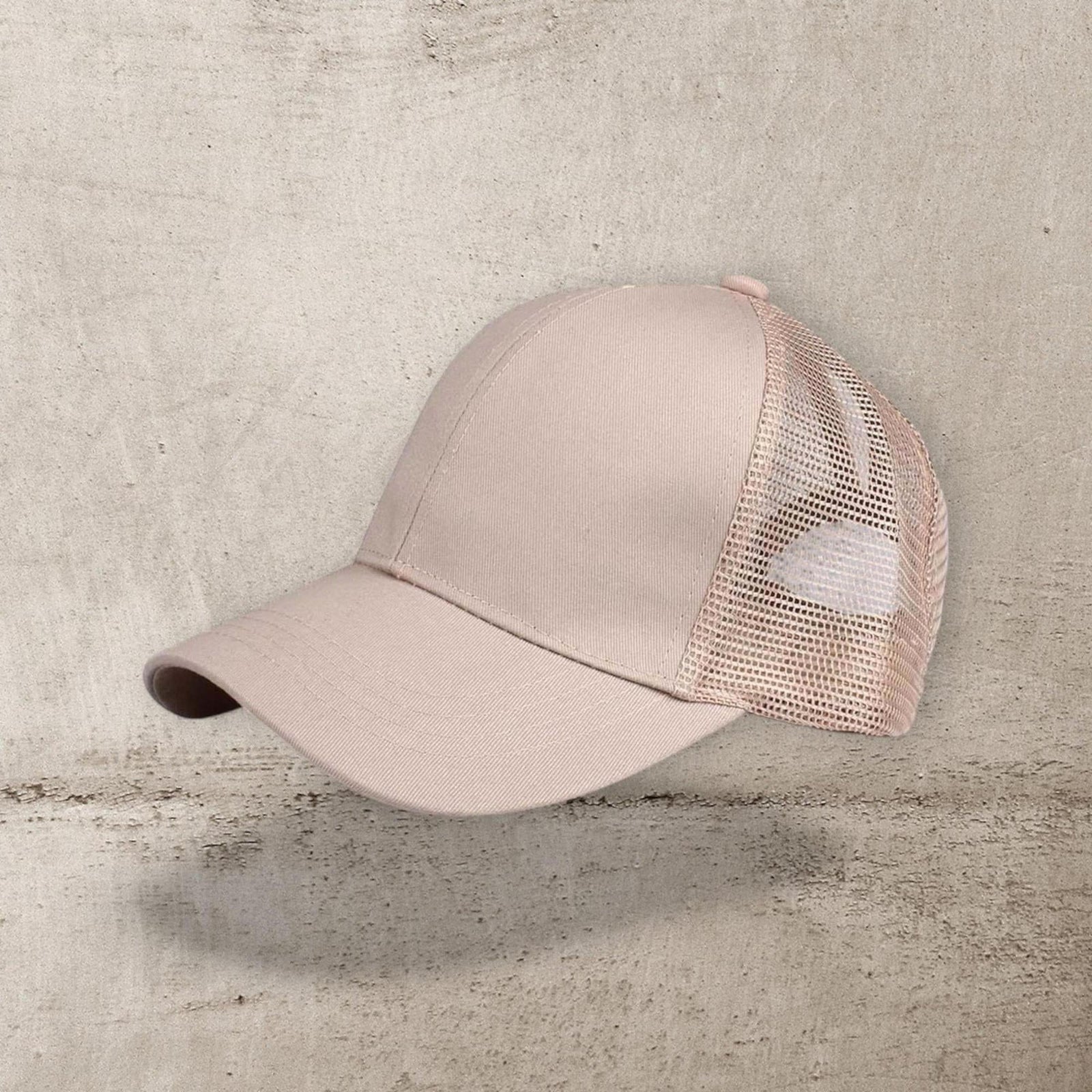 C.C® Solid Mesh Ponytail Cap - Women/Teen Adjustable Trucker Baseball Hat, Mesh Back, Six - Panel - Truly Contagious