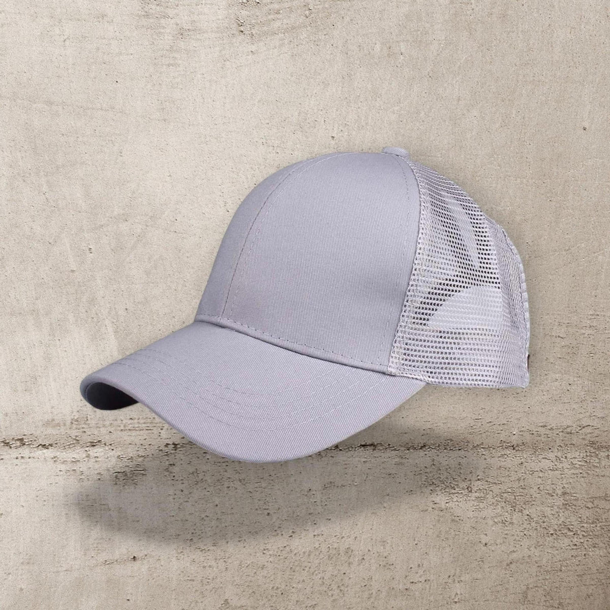 C.C® Solid Mesh Ponytail Cap - Women/Teen Adjustable Trucker Baseball Hat, Mesh Back, Six - Panel - Truly Contagious