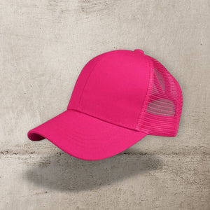C.C® Solid Mesh Ponytail Cap – Women/Teen Adjustable Trucker Baseball Hat, Mesh Back, Six - Panel - Truly Contagious
