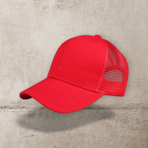 C.C® Solid Mesh Ponytail Cap – Women/Teen Adjustable Trucker Baseball Hat, Mesh Back, Six - Panel - Truly Contagious
