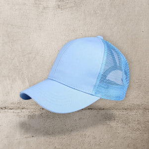 C.C® Solid Mesh Ponytail Cap – Women/Teen Adjustable Trucker Baseball Hat, Mesh Back, Six - Panel - Truly Contagious