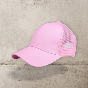 C.C® Solid Mesh Ponytail Cap – Women/Teen Adjustable Trucker Baseball Hat, Mesh Back, Six - Panel - Truly Contagious