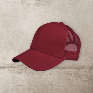 C.C® Solid Mesh Ponytail Cap – Women/Teen Adjustable Trucker Baseball Hat, Mesh Back, Six - Panel - Truly Contagious