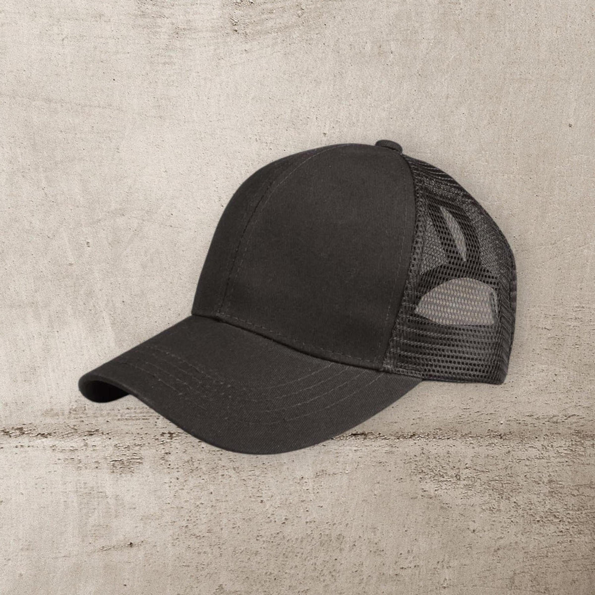 C.C® Solid Mesh Ponytail Cap - Women/Teen Adjustable Trucker Baseball Hat, Mesh Back, Six - Panel - Truly Contagious