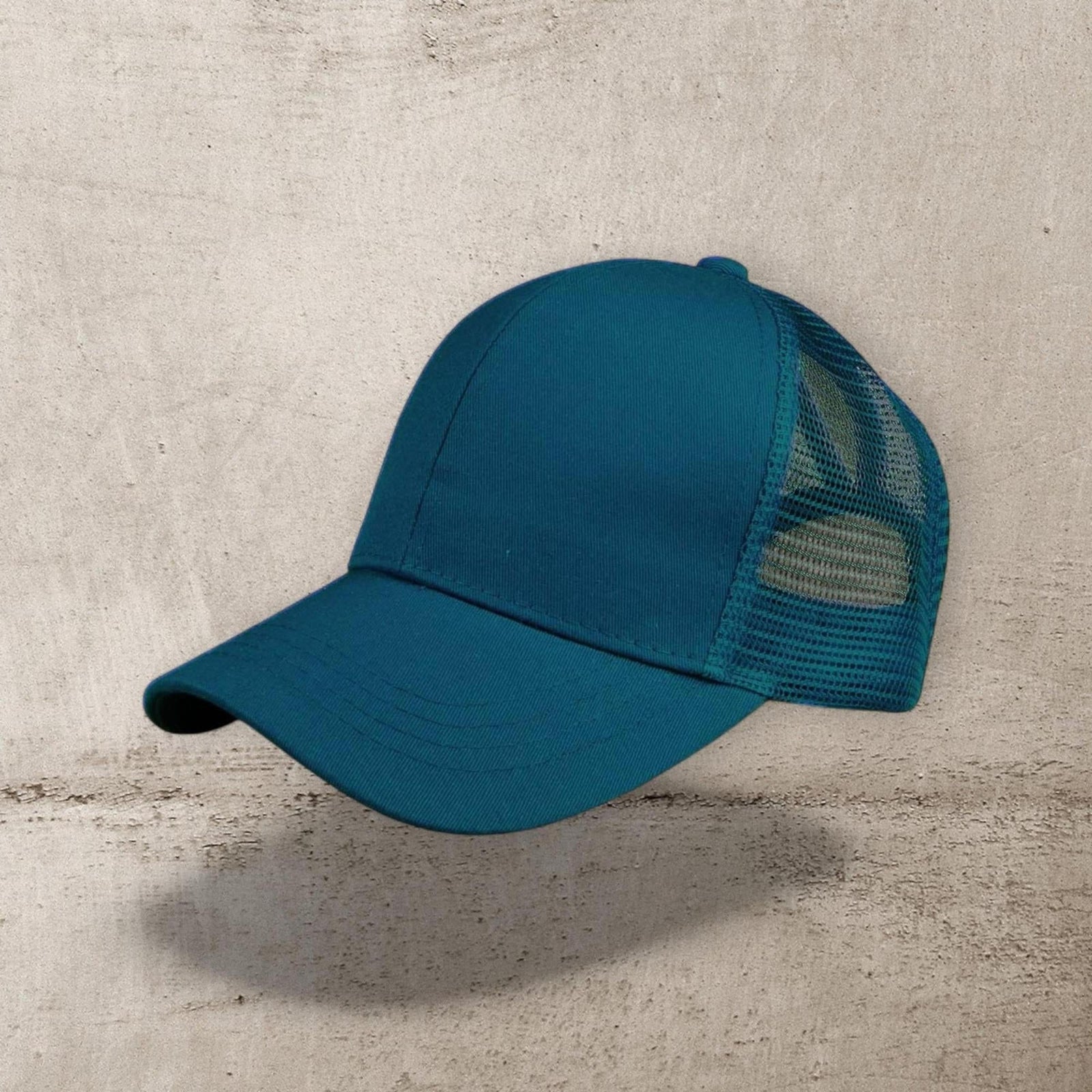 C.C® Solid Mesh Ponytail Cap - Women/Teen Adjustable Trucker Baseball Hat, Mesh Back, Six - Panel - Truly Contagious