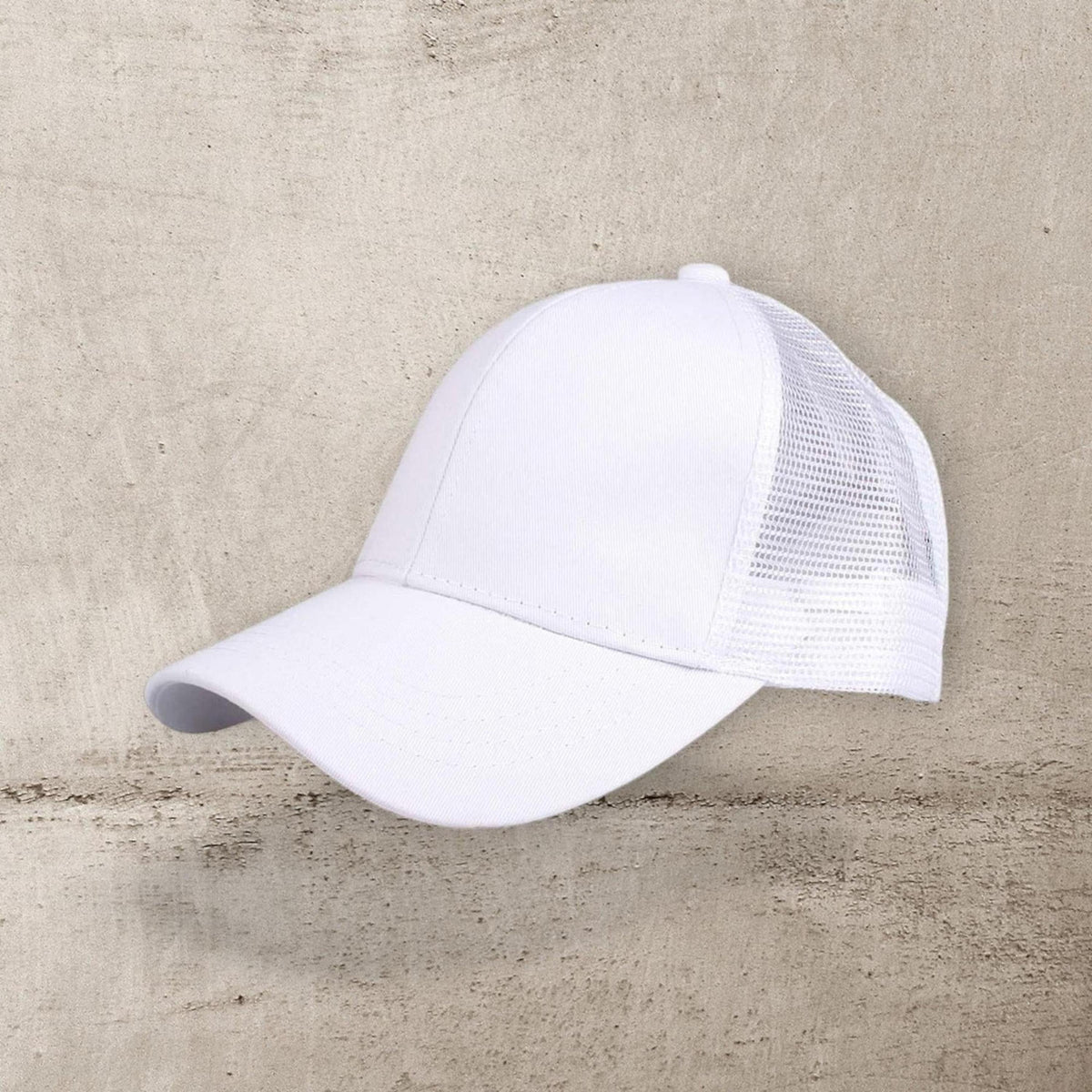 C.C® Solid Mesh Ponytail Cap - Women/Teen Adjustable Trucker Baseball Hat, Mesh Back, Six - Panel - Truly Contagious