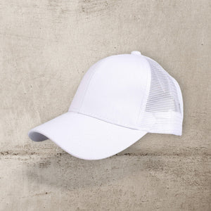 C.C® Solid Mesh Ponytail Cap – Women/Teen Adjustable Trucker Baseball Hat, Mesh Back, Six - Panel - Truly Contagious