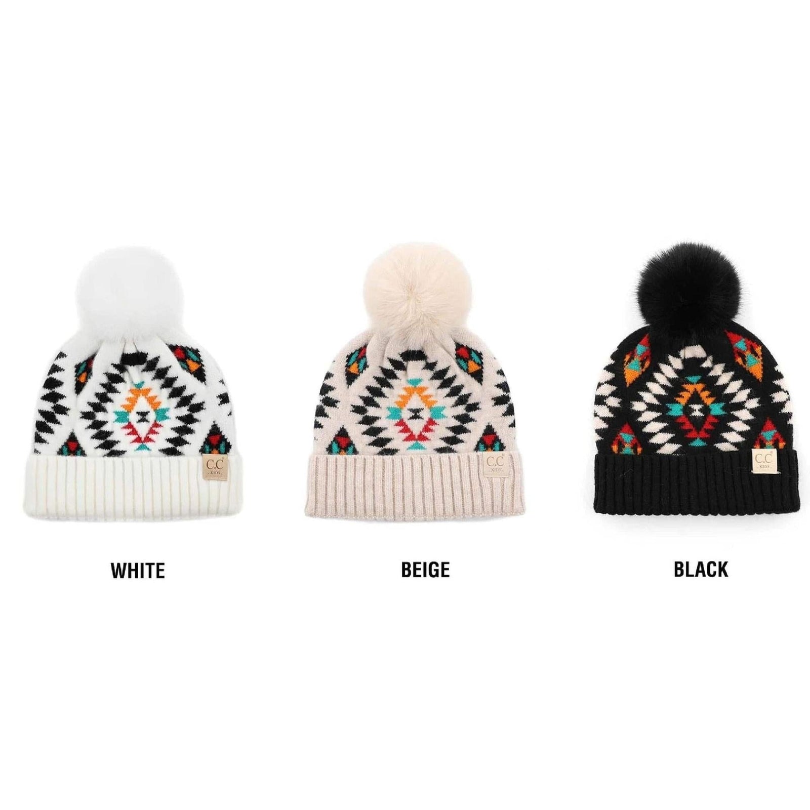 CC South Western Print Kids Beanies Hats - Truly Contagious