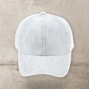 C.C® Stone - Washed Corduroy Ponytail Cap – Crisscross Elastic Back, Adjustable Hook - and - Loop, 100% Cotton - Truly Contagious