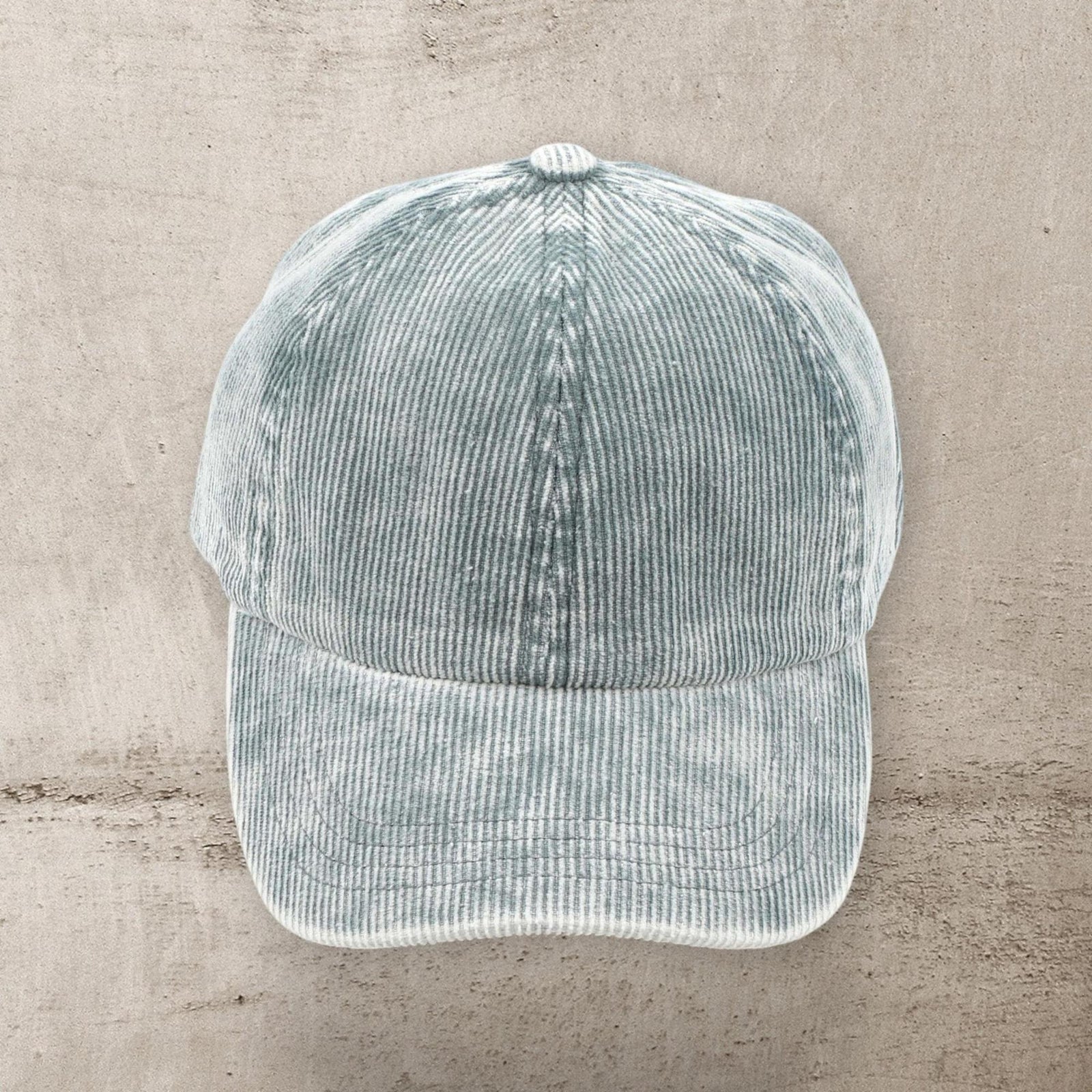 C.C® Stone - Washed Corduroy Ponytail Cap - Crisscross Elastic Back, Adjustable Hook - and - Loop, 100% Cotton - Truly Contagious