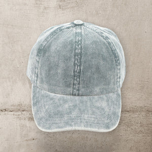 C.C® Stone - Washed Corduroy Ponytail Cap – Crisscross Elastic Back, Adjustable Hook - and - Loop, 100% Cotton - Truly Contagious