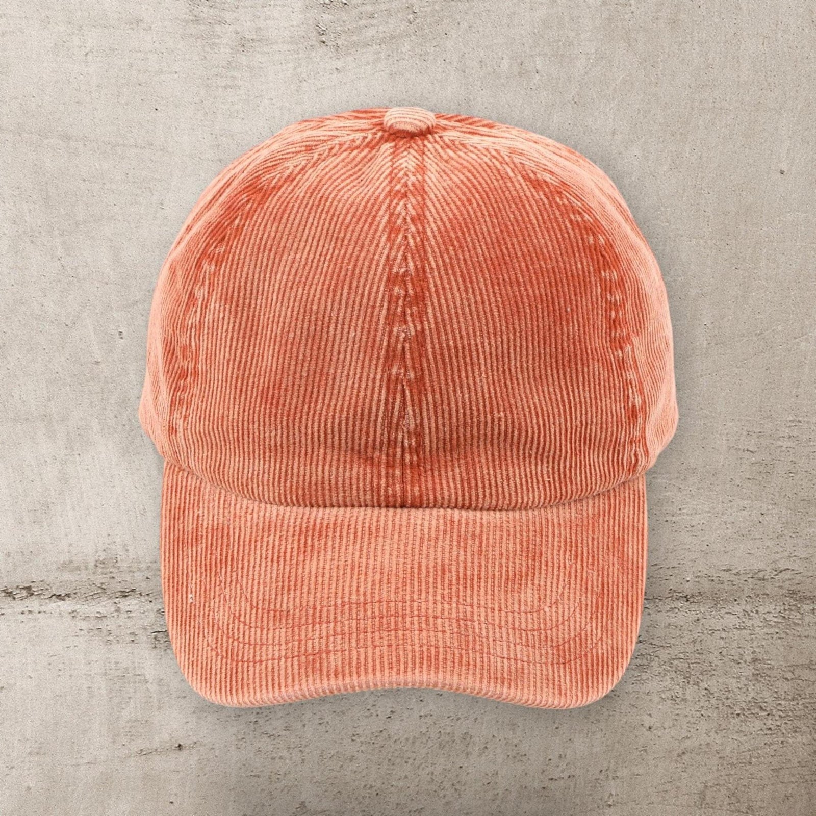 C.C® Stone - Washed Corduroy Ponytail Cap - Crisscross Elastic Back, Adjustable Hook - and - Loop, 100% Cotton - Truly Contagious