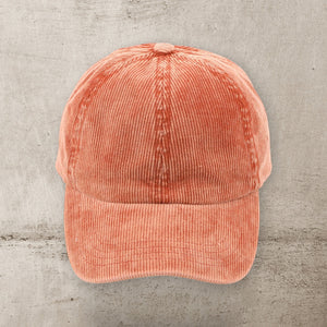 C.C® Stone - Washed Corduroy Ponytail Cap – Crisscross Elastic Back, Adjustable Hook - and - Loop, 100% Cotton - Truly Contagious