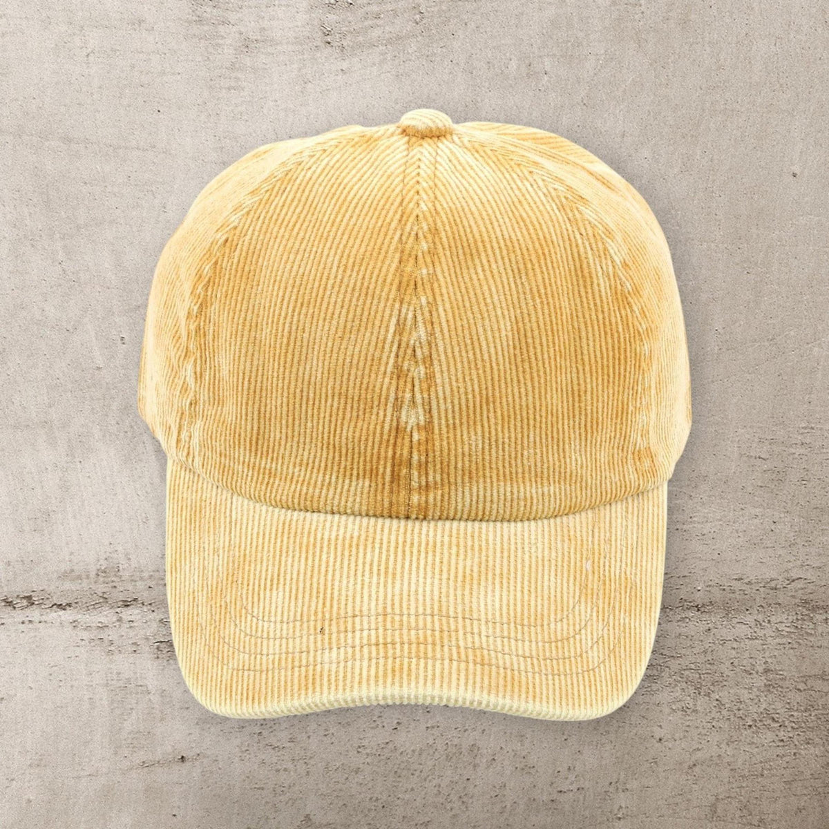 C.C® Stone - Washed Corduroy Ponytail Cap - Crisscross Elastic Back, Adjustable Hook - and - Loop, 100% Cotton - Truly Contagious