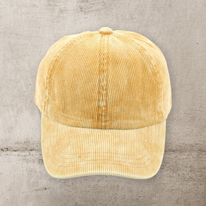 C.C® Stone - Washed Corduroy Ponytail Cap – Crisscross Elastic Back, Adjustable Hook - and - Loop, 100% Cotton - Truly Contagious