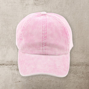 C.C® Stone - Washed Corduroy Ponytail Cap – Crisscross Elastic Back, Adjustable Hook - and - Loop, 100% Cotton - Truly Contagious