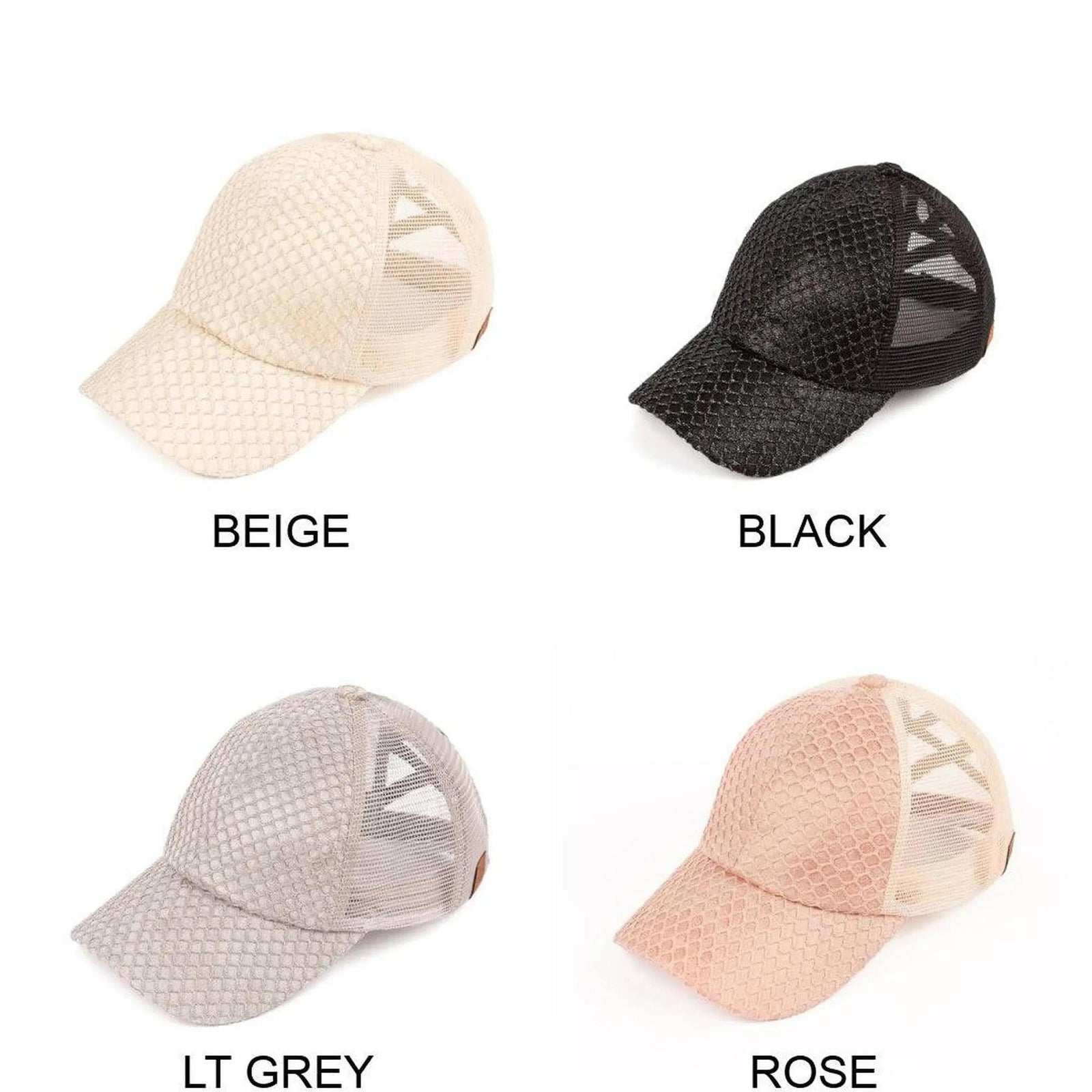 CC Textured Faux Leather Pony Hats Criss Cross Style Women Cap for Ponytails - Truly Contagious