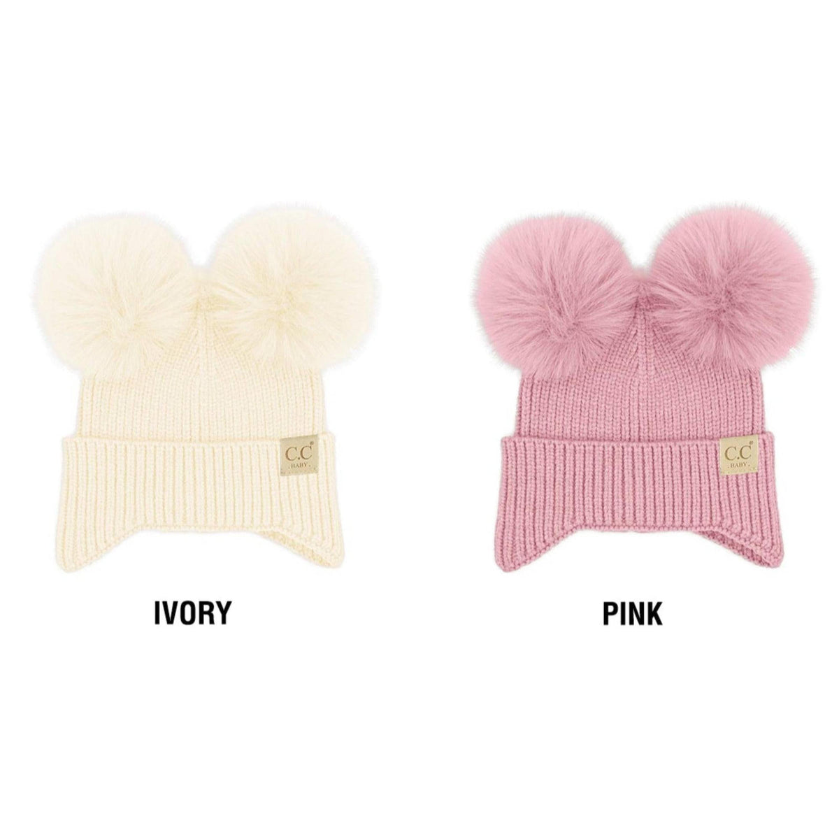 CC Toasty and Warm Ear Flap Double Pom Baby Beanie - Truly Contagious