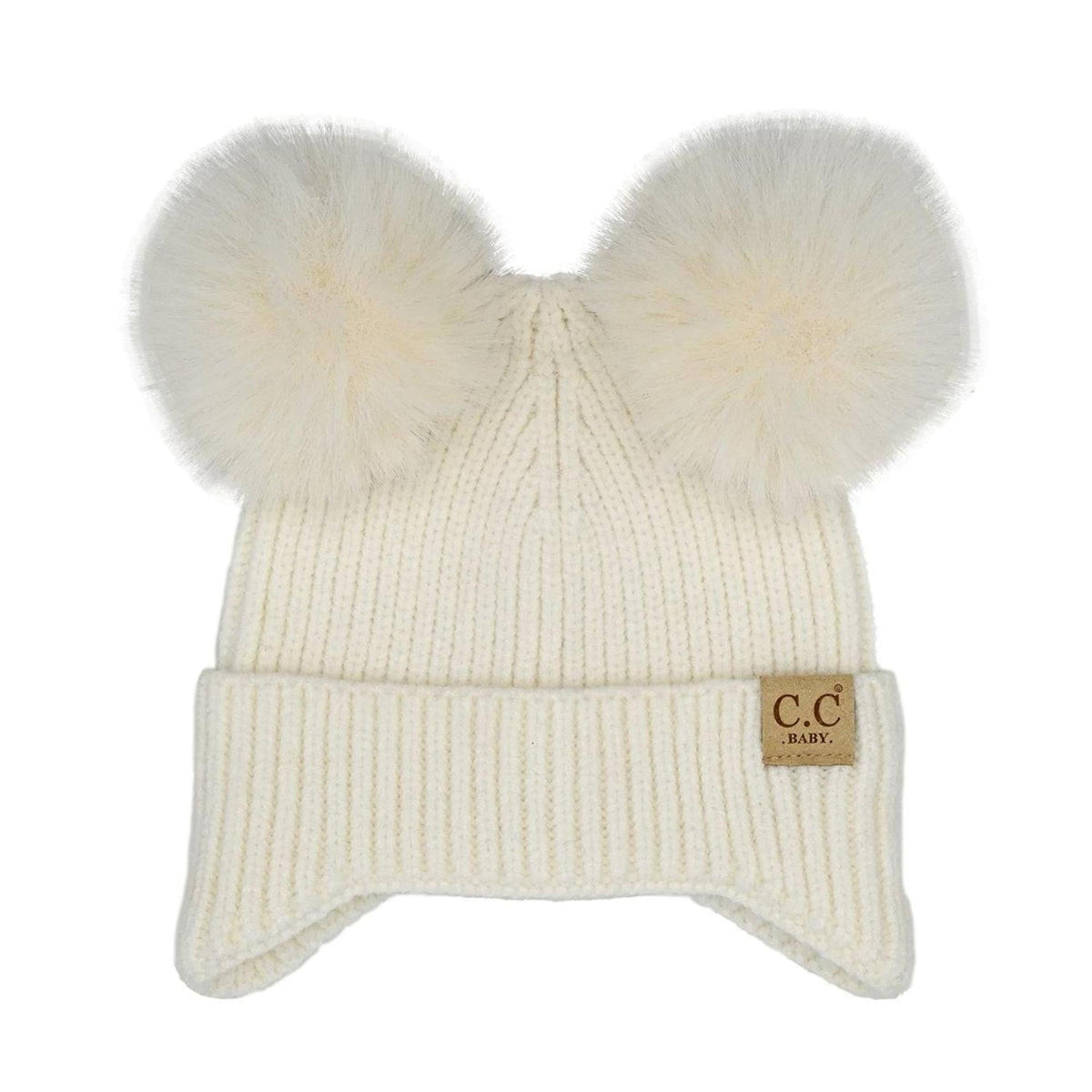 CC Toasty and Warm Ear Flap Double Pom Baby Beanie - Truly Contagious