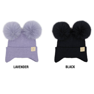 CC Toasty and Warm Ear Flap Double Pom Baby Beanie - Truly Contagious
