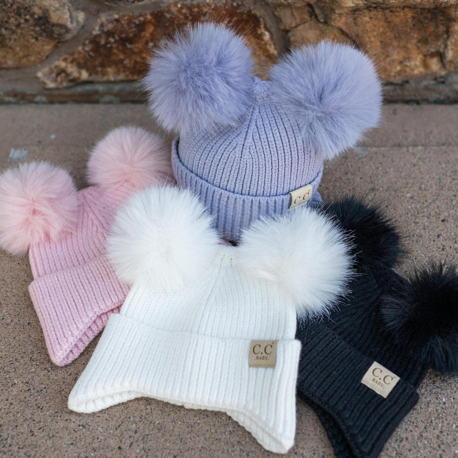 CC Toasty and Warm Ear Flap Double Pom Baby Beanie - Truly Contagious
