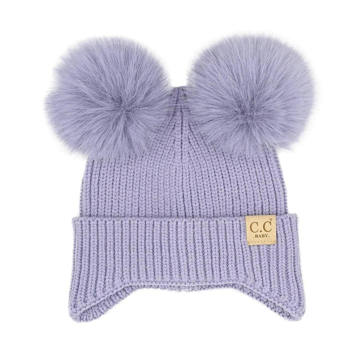 CC Toasty and Warm Ear Flap Double Pom Baby Beanie - Truly Contagious