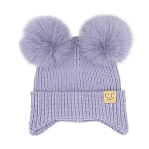 CC Toasty and Warm Ear Flap Double Pom Baby Beanie - Truly Contagious