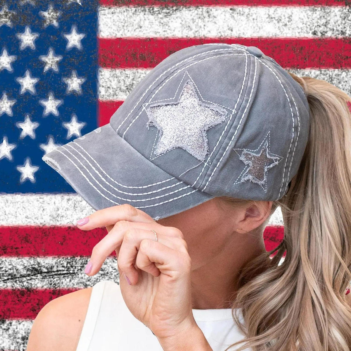 CC Trending Star Messy Bun Pony Cap Women, Teens and Kids Trucker Hats - Truly Contagious