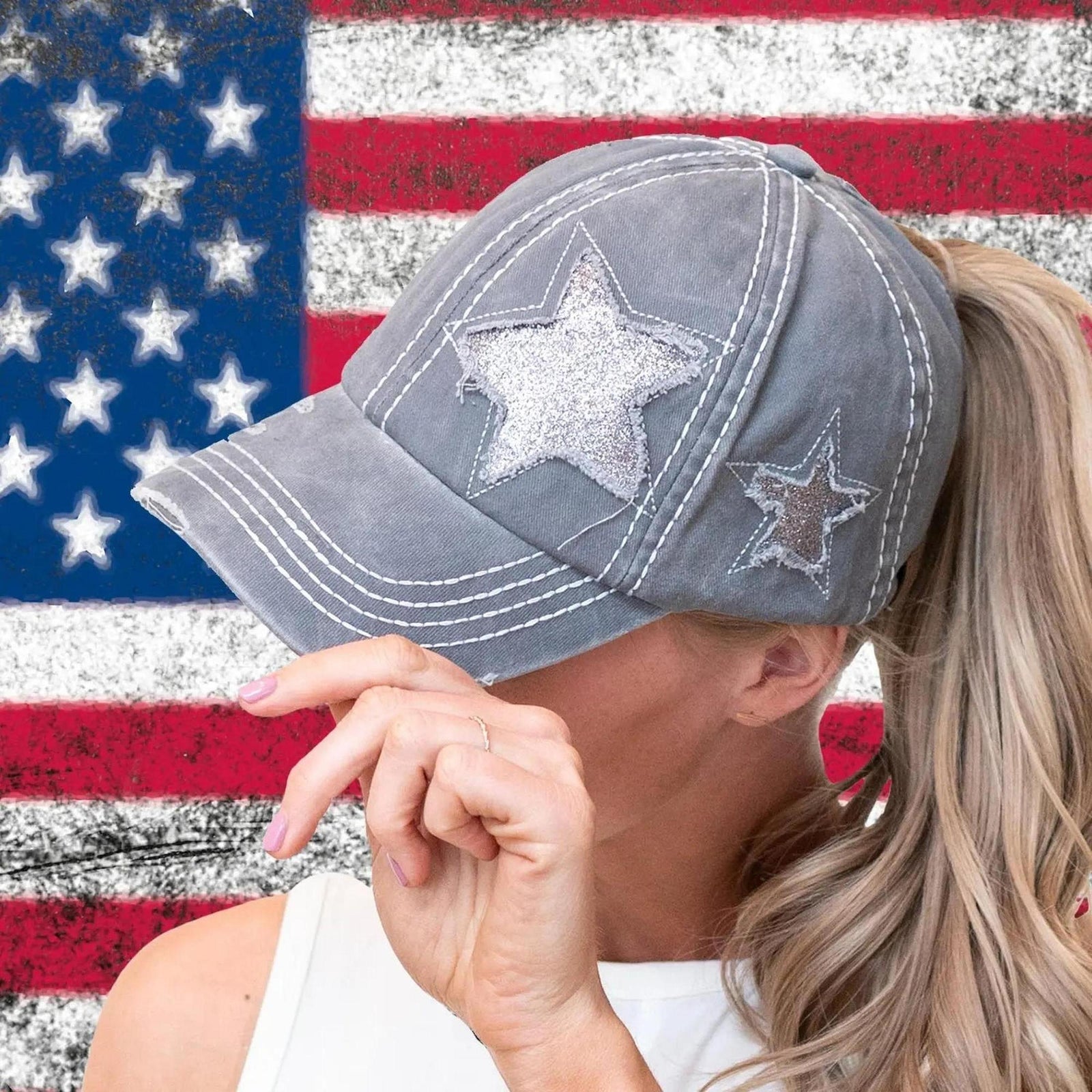 CC Trending Star Messy Bun Pony Cap Women, Teens and Kids Trucker Hats - Truly Contagious