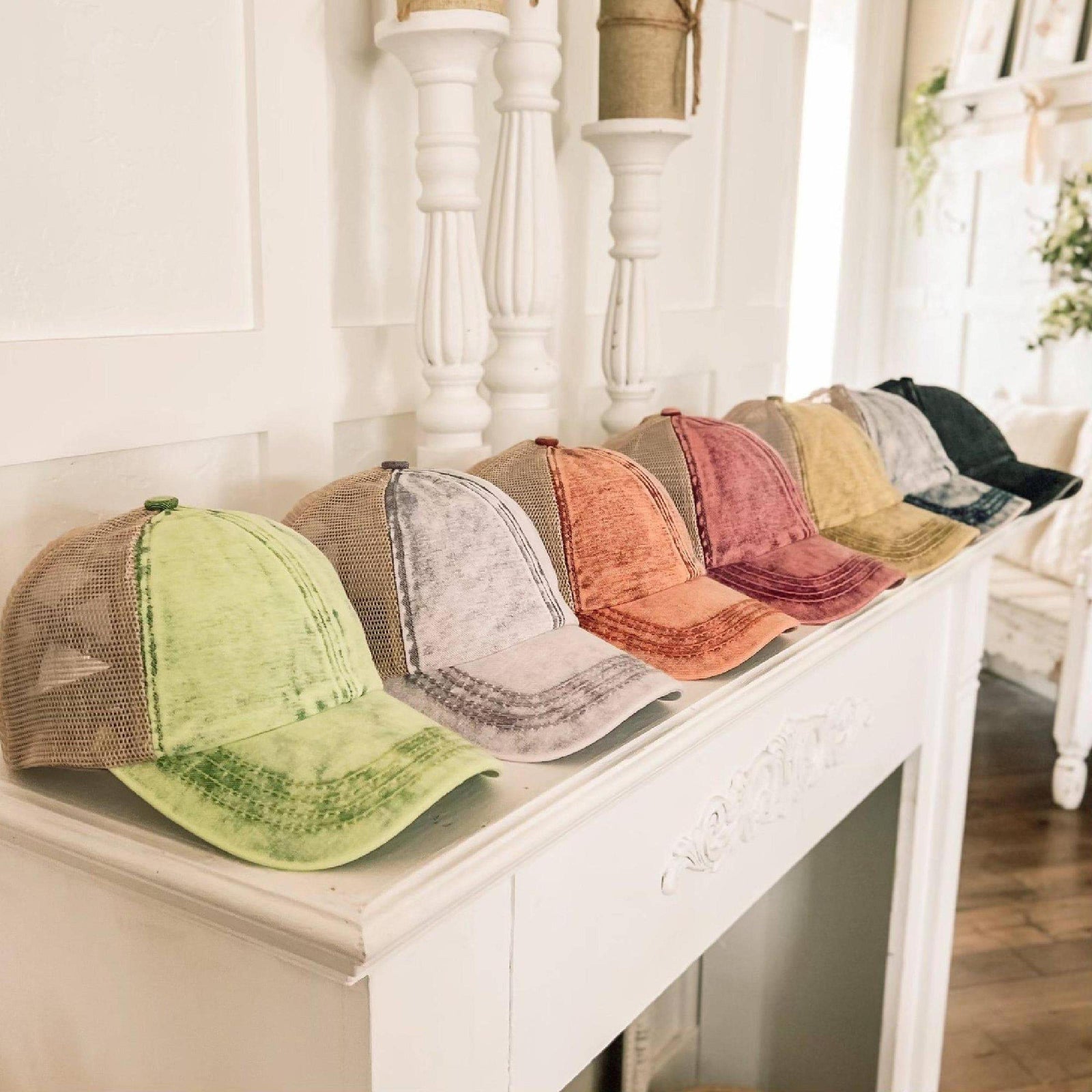 CC Washed Denim Criss Cross Pony Cap - Truly Contagious