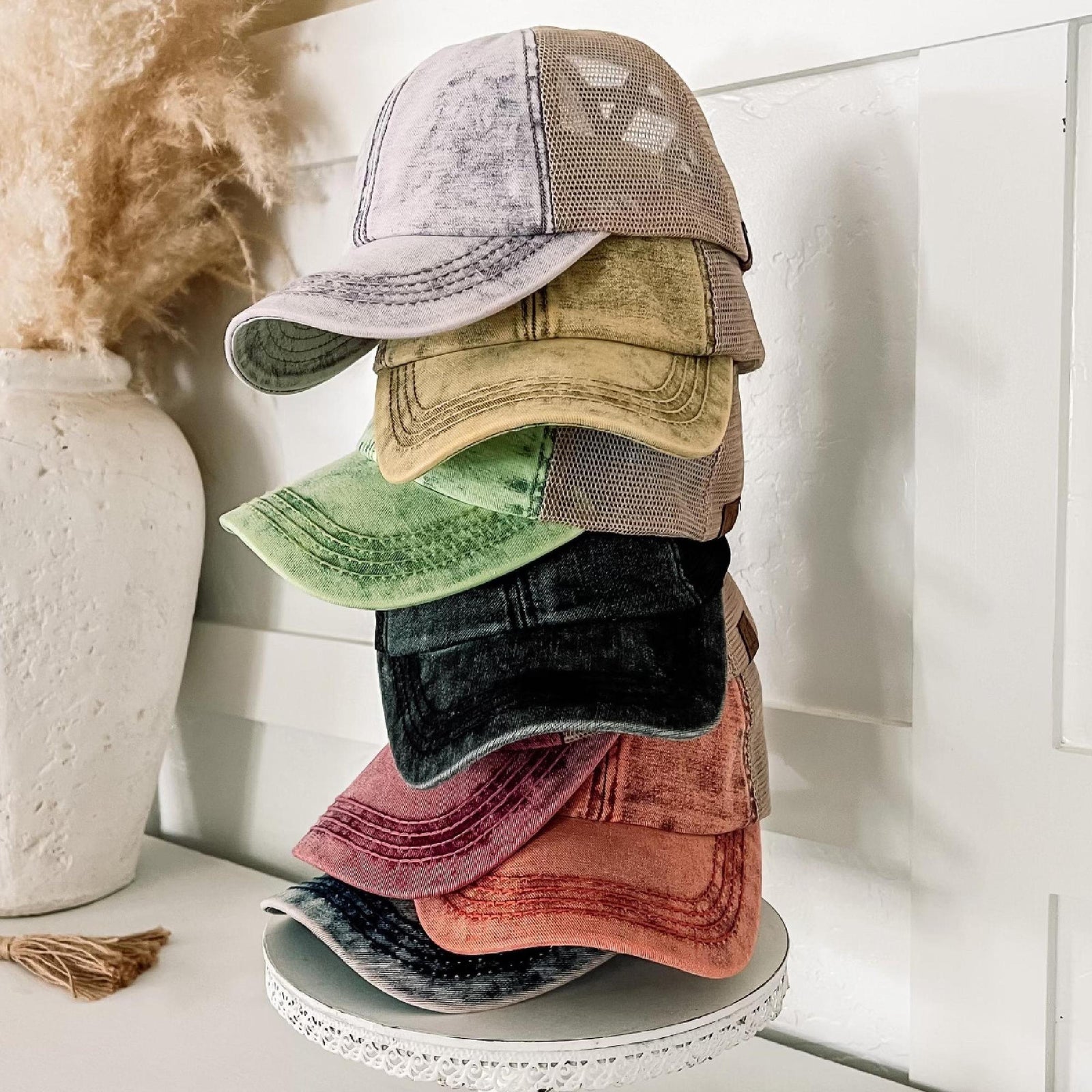 CC Washed Denim Criss Cross Pony Cap - Truly Contagious