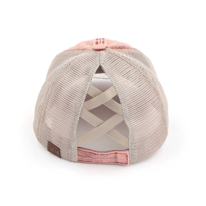 CC Washed Denim Criss Cross Pony Cap - Truly Contagious