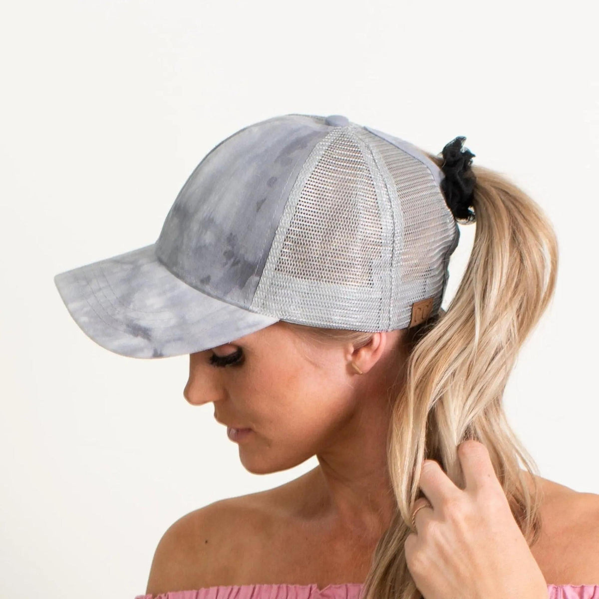 CC Watercolor Messy Bun Pony Cap Women, Teens and Kids Trucker Hats - Truly Contagious