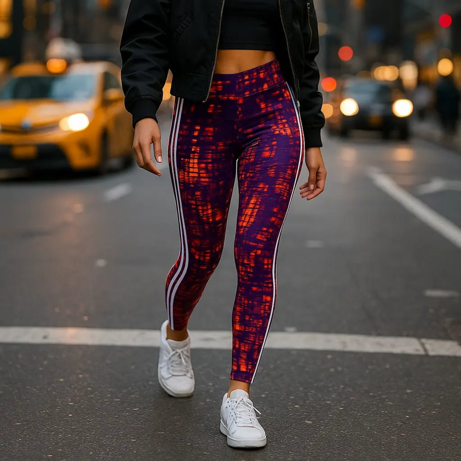 Cityscape Ultra Soft Printed Leggings w/ Stripe - Truly Contagious