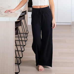 French Terry Drawstring Waist Raw Edge Hem Pants - Truly Contagious