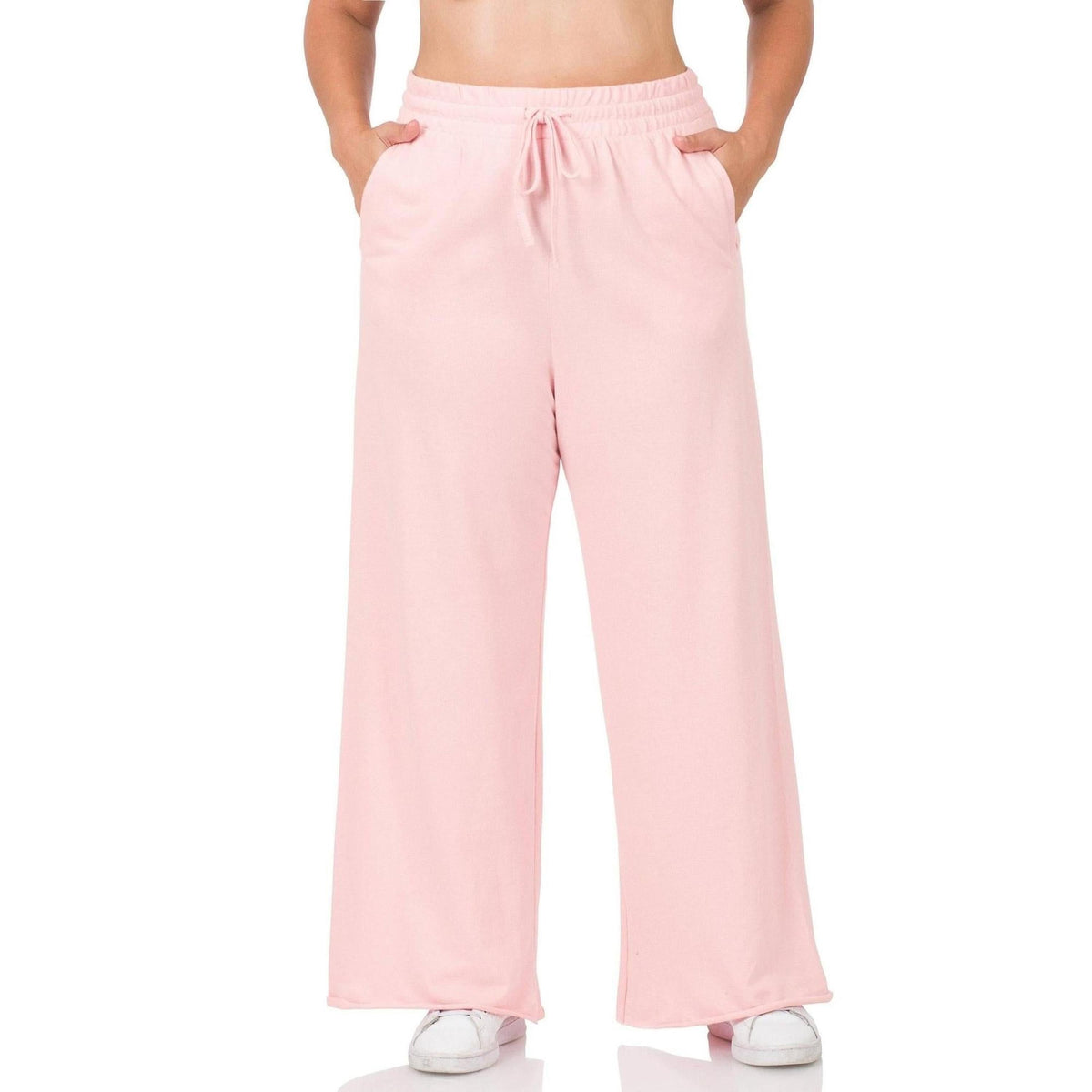 French Terry Drawstring Waist Raw Edge Hem Pants - Truly Contagious