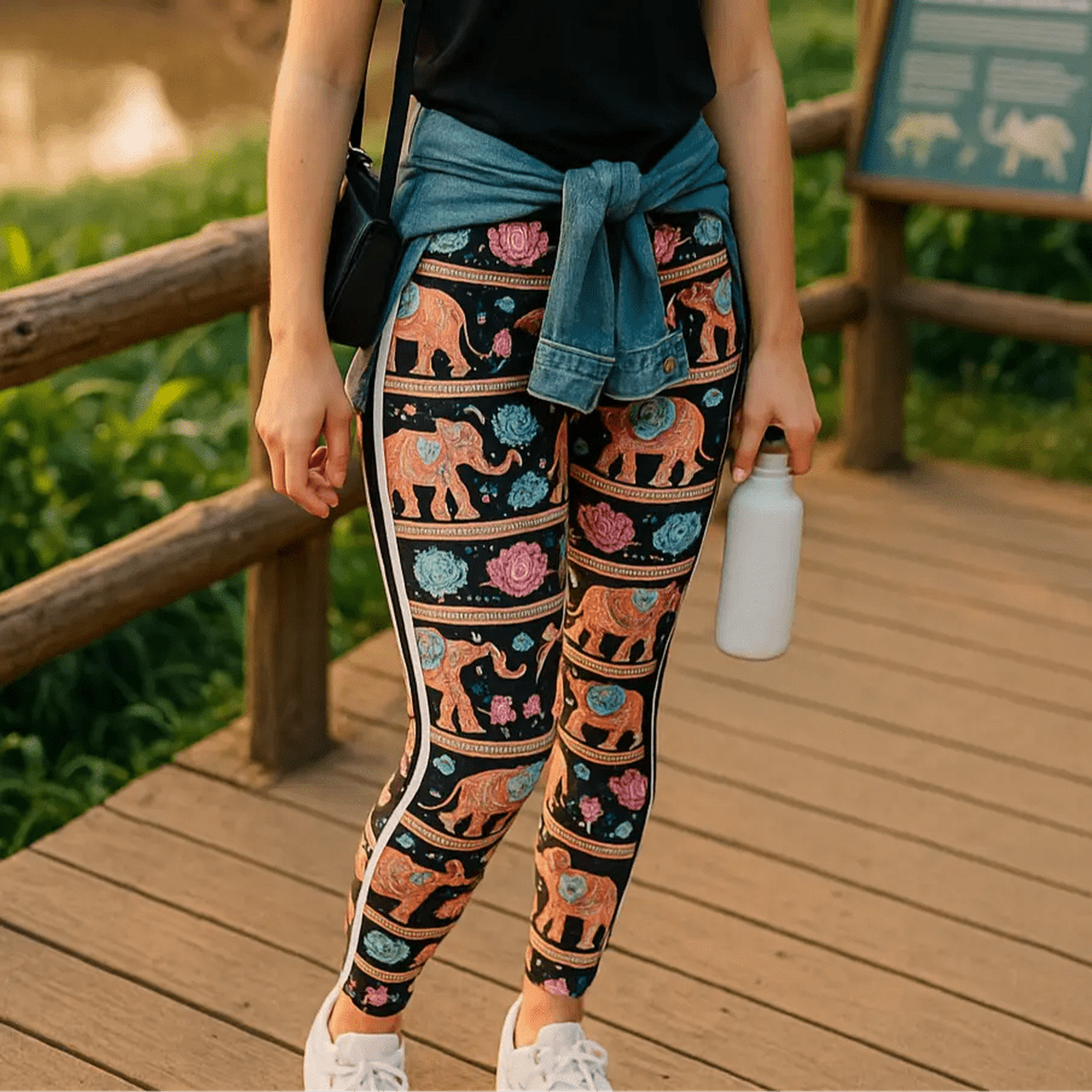 Safari Print Ultra Soft Buttery Leggings with Fashion Stripe - Truly Contagious