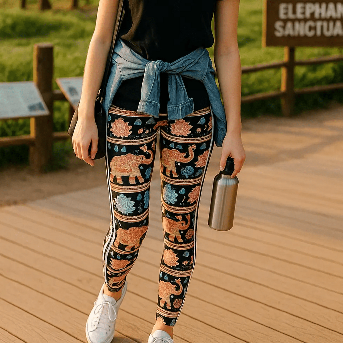 Safari Print Ultra Soft Buttery Leggings with Fashion Stripe - Truly Contagious