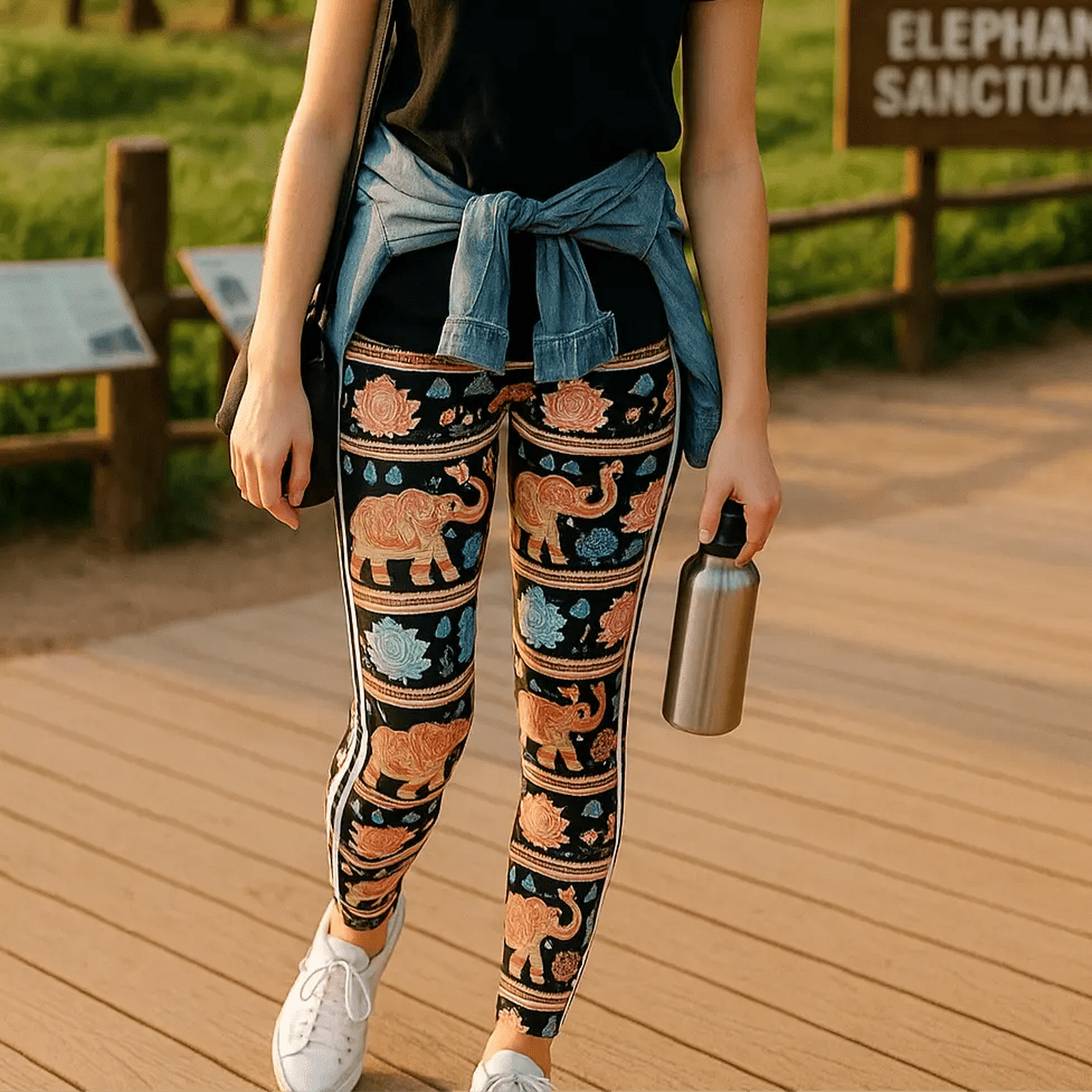 Safari Print Ultra Soft Buttery Leggings with Fashion Stripe - Truly Contagious