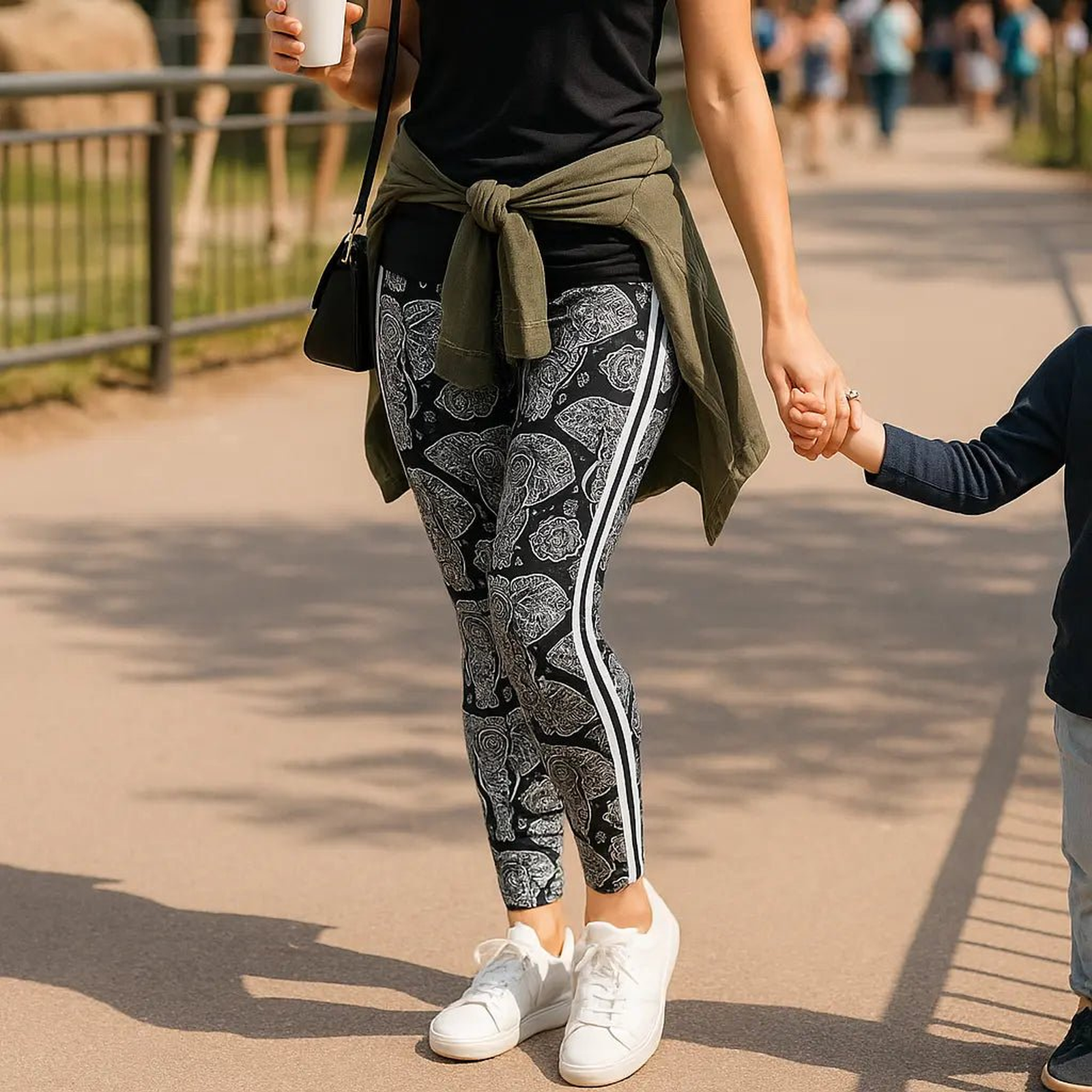 Safari Print Ultra Soft Buttery Leggings with Fashion Stripe - Truly Contagious